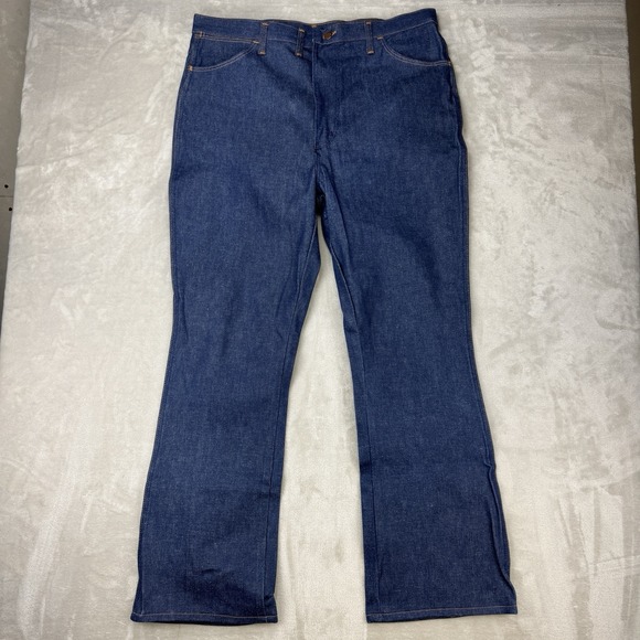 VTG 70s Wrangler 345DEN Boot Flare Jeans 40x32 USA Talon Zip Denim Bell bottom - Picture 7 of 13